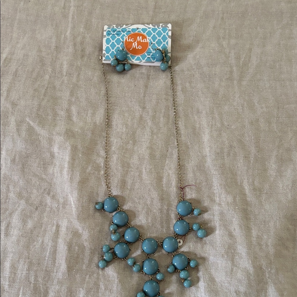 Blue Statement Necklace and Earring Set